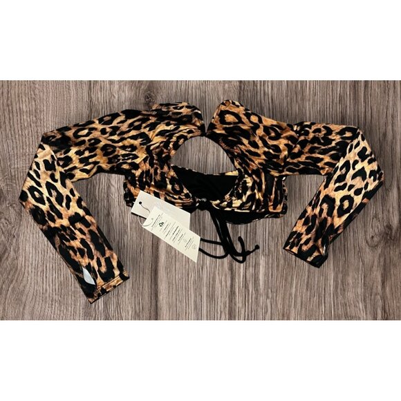 Free People We Are HAH Keep It Up Bikini Workout Top Sz XS Womens Lanka Leopard - Picture 8 of 10